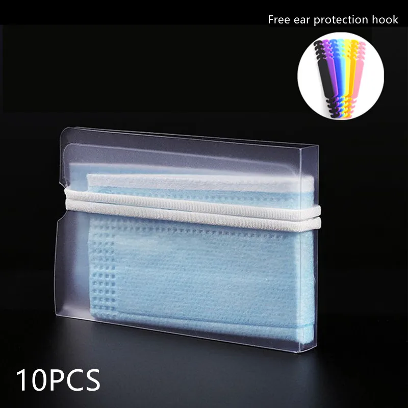 

2020 10PCS Safe Mask Storage Clip Foldable Temporary Storage Box Portable Drawstring Pocket Storage Box Mask Storage Folder