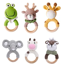 Anneau de dentition en bois pour bébé, Crochet Animal, anneaux en bois, bricolage artisanal, produits pour nouveau nés, personnalisé, 1 pièce 