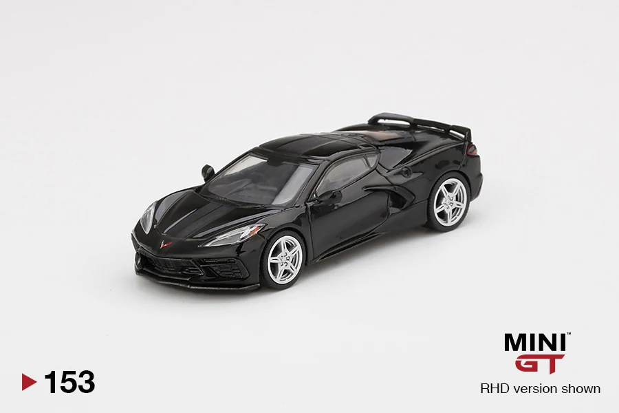 MINIGT 1/64 Chevrolet Corvette Stingray 2020 черная w/темно-серая полоса с LHD и RHD предварительная