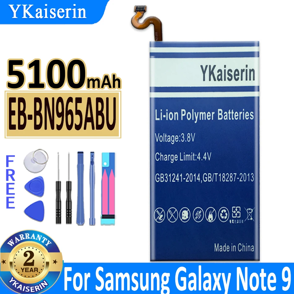 5100mAh YKaiserin Battery (Note 9) EB-BN965ABU for Samsung Galaxy Note9 Note 9 N9600 SM-N9600 SM-N960F Bateria + Track Code