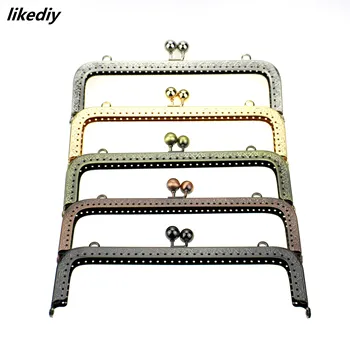 

5 pcs/lot 20 cm large size square embossing metal purse frame Kiss clasp bead head DIY bag accessory 5 colors
