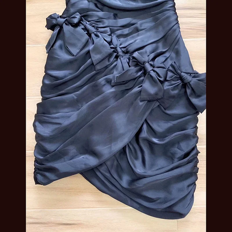Дизайнерская высококачественная одежда primavera Verao fora do ombro lanterna manga ruched bodycon sexy festa preto arco vestidos femininos