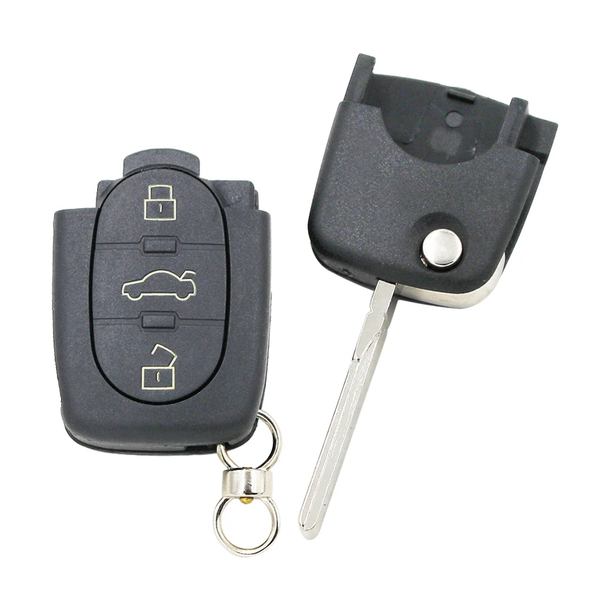 Для AUDI VW 3 кнопки дистанционного Fob флип-ключ с размещением для CR2032 батареи с большим положение батареи HAA HU66 лезвие
