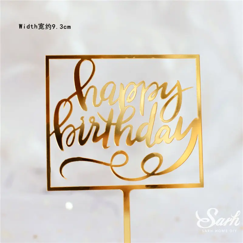 2 шт., золотой, черный, с надписью «Happy Birthday», «Oh Baby», крючок, топпер для торта, для выпечки, вечерние украшения, подарки на день Святого Валентина, юбилей, любовь - Цвет: 2pc square C