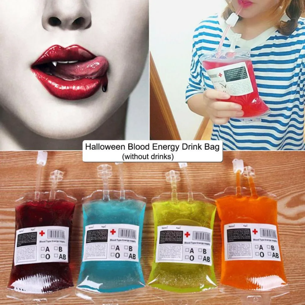 

1pc 350ml Blood Juice Energy Drink Bag Halloween event Party supplies Pouch Props Vampires Reusable Package Bags