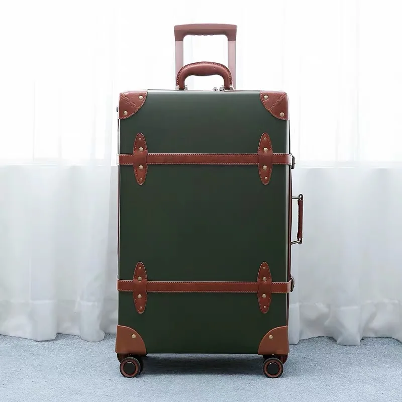 only luggage CARRYLOVE 2" 24" 2" inc. Женская Ретро кожаная сумка для багажа spinner trunks box trolly винтажный чемодан на колесах - Цвет: only luggage