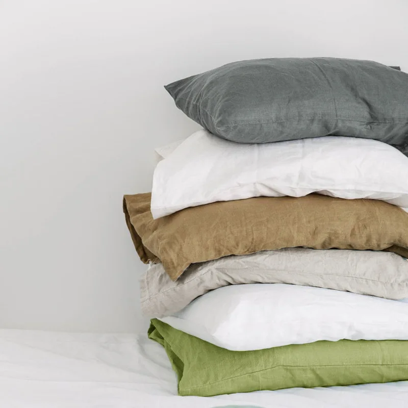 

100% Linen Pillowcase Standard Size Set of 2 Soft Pillow Cases Envelope Closure Durable Pillow Cover Customized