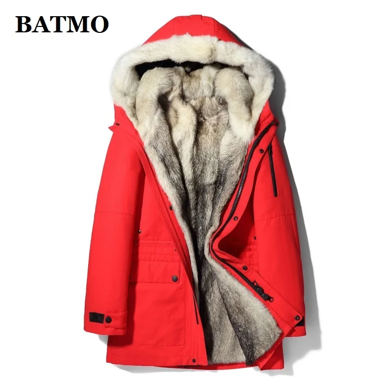 BATMO Новое поступление зимние высококачественные мужские парки из натурального волчьего меха, мужские меховые куртки, 1126A