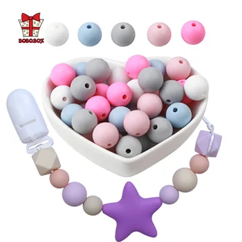 

BOBO.BOX 100Pcs/lot 9mm Silicone Beads Food Grade Material for DIY Baby Teething Necklace Baby teether