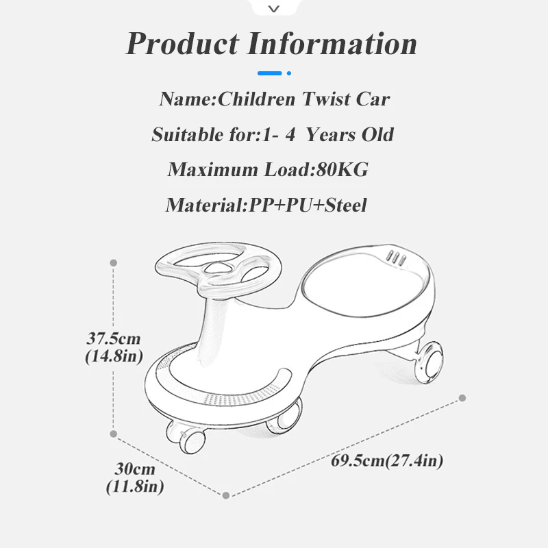 Children Swing Car 1-4 Years Old Children Twist Car Universal Wheel Baby Scooter Anti Rollover Tricycle