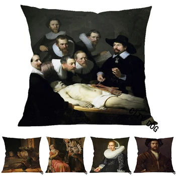 

Famous Rembrandt Painting art works Tobit and Anna Dr. Duer's anatomy class Mrs. Stern 45*45cm square pillow Cushion cover