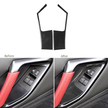 

2Pcs Switch Button Cover Carbon Fiber Door Window For Nissan GT-R R35 2008-16