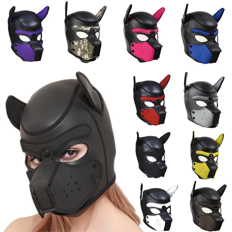 

Fetish Sexy Dog BDSM Bondage Puppy Play Hoods Slave Rubber Pup Mask Adult Games Couples SM Flirting Games Toys For Erotic Hoods