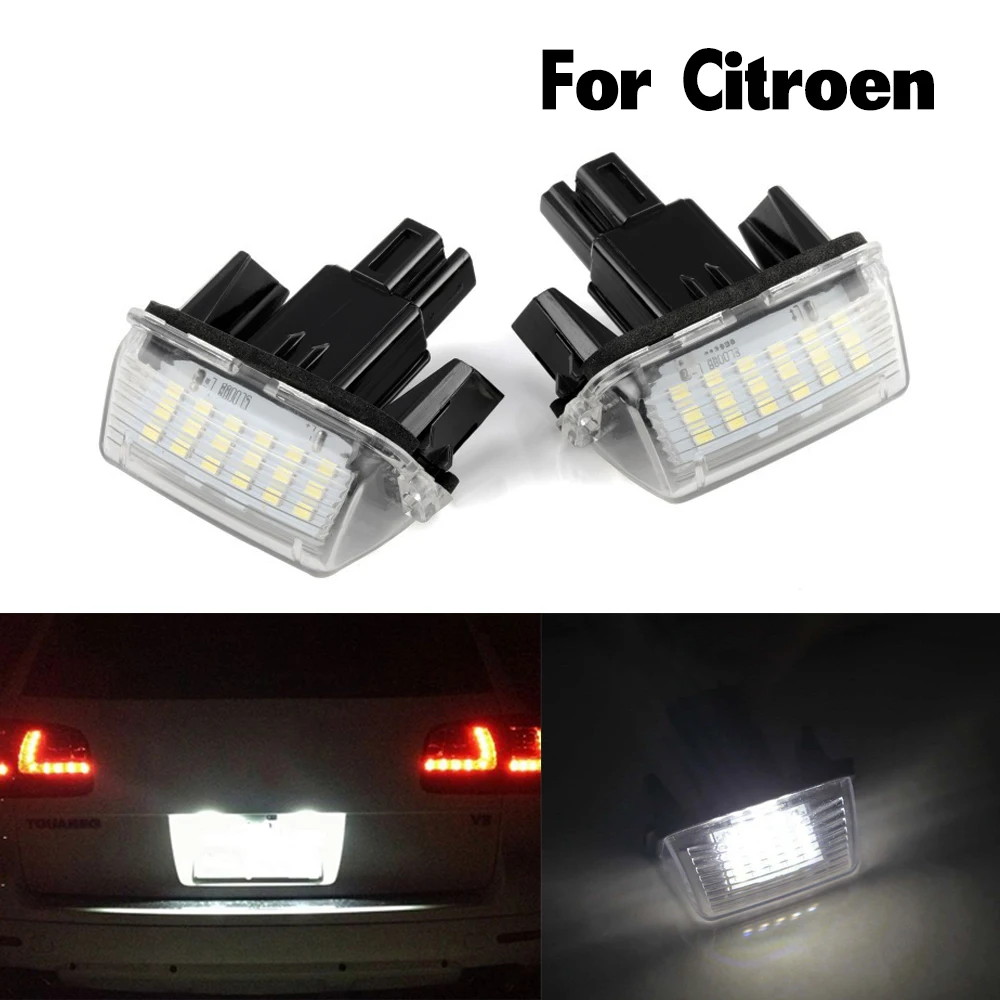 

2Pcs White for Citroen BERLINGO SAXO XSARA C3 C4 C5 LED License Plate Light car number lamp assembly auto signal puddle lights