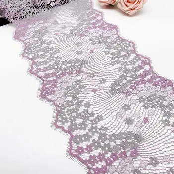 

3y/lot Width 21cm Pretty Eyelash Lace Trim Lilac Mix Skirt Hem For Dress Sewing Applique Costume Dress Fabric Lace Bjd