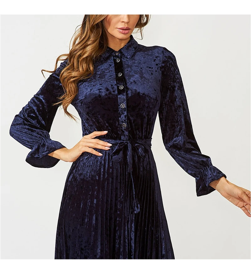 S. FLAVOR винтажное женское бархатное платье элегантное платье трапециевидной формы с отложным воротником и длинным рукавом весенняя мода ретро Vestidos De
