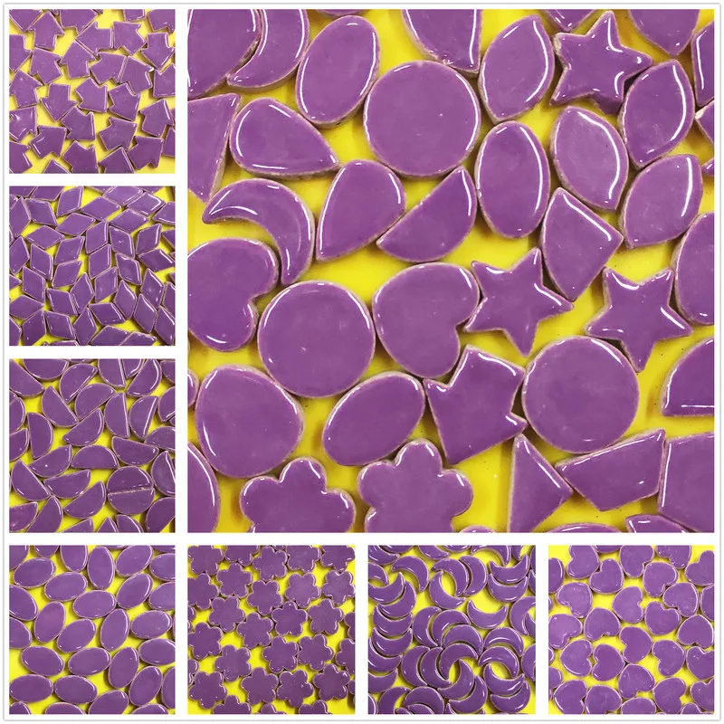 

10PCS Purple Mosaic Tile Stone Craft Wall Decorative Mosaic Making Materials DIY Children Puzzle Irregular Heart Mosaic Tiles