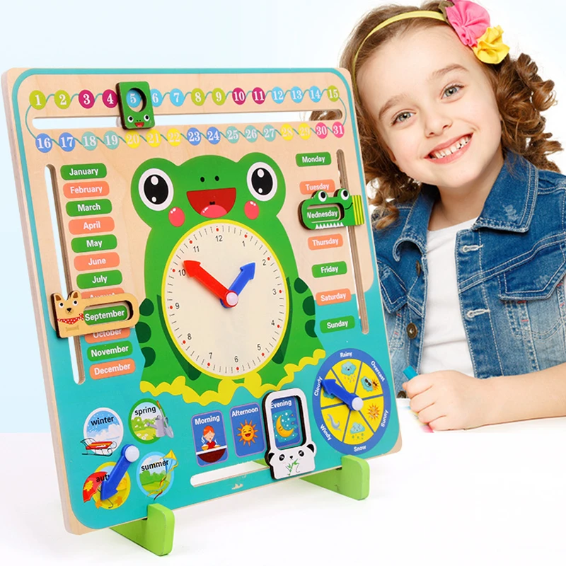 

Montessori Wooden Toys Baby Weather Season Calendar Clock Time Cognition Preschool Educational Teaching Aids Toys For Children