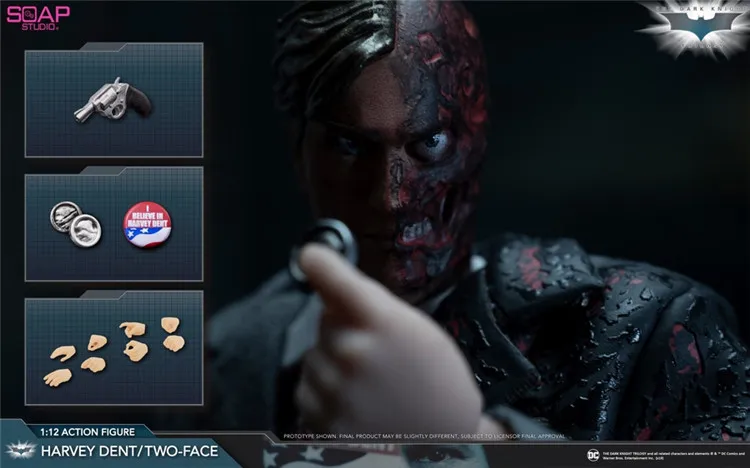 Коллекционная 1/12 шкала полный набор Мужская фигурка Харви Дент/два лица Бэтмен Темный рыцарь модель для фанатов подарки