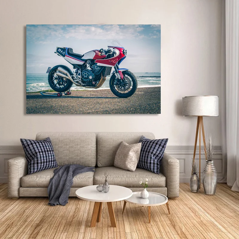 Современные художественные плакаты и принты Honda CB1000R спортивный велосипед мотоцикл Пляж океан Настенная картина холст живопись Декор для гостиной