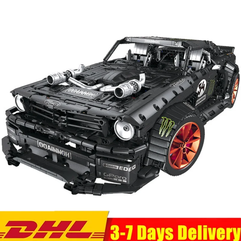 MOC супер черные гонщики Mustang Hoonicorn RTR V2 гоночный спортивный автомобиль строительные блоки наборы Кирпичи подарок для детей игрушка совместимая - Цвет: Without original Box
