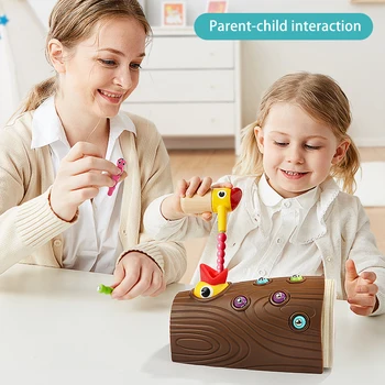 

Creative Woodpecker Toy Pop Catching Parent-child Game Toy Children's Education Early Education Magnetic Feeding Bird Toy