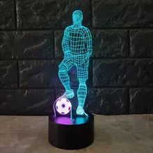 Забавные 3D футбольные сенсорные настольные лампы 7 цветов, меняющие настольные лампы с питанием от USB, ночник, футбольный светодиодный светильник для спальни