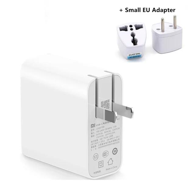 Add Small EU Adapter Xiaomi 65W USB-C быстрое зарядное устройство QC 3,0 USB разъем type C кабель 3A быстрое зарядное устройство складная зарядка type-C порты и адаптеры - Цвет: Add Small EU Adapter