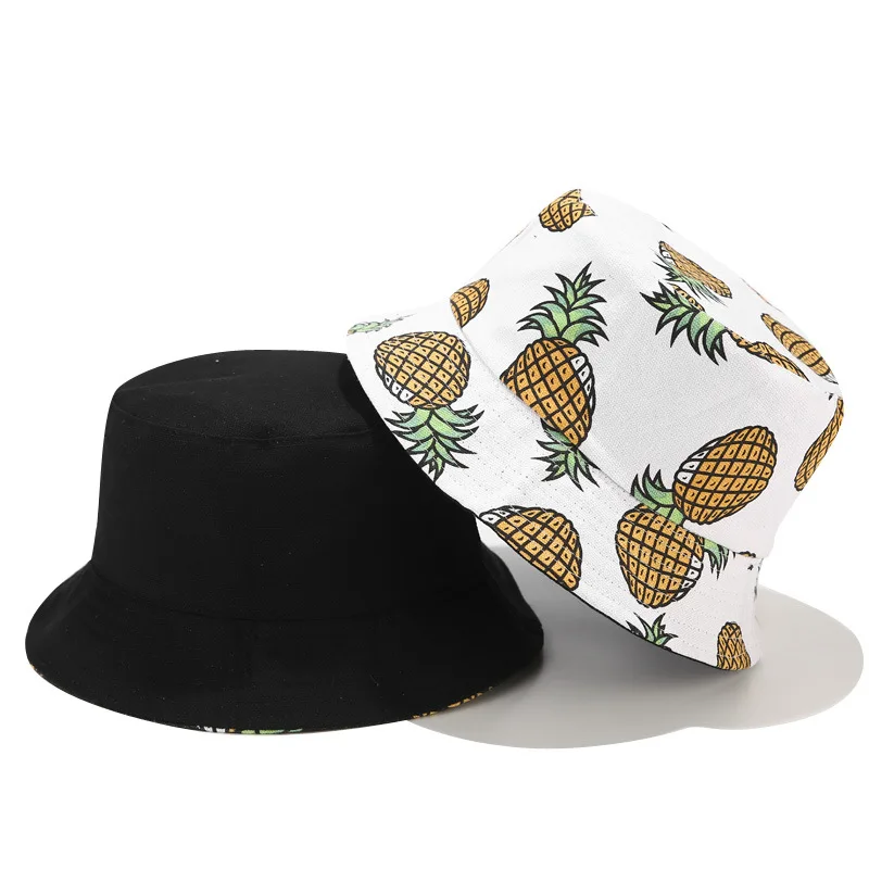 IKFUNII Ins Fahsion ананас Реверсивные шляпы ведро Повседневная летняя шляпа от солнца для путешествий