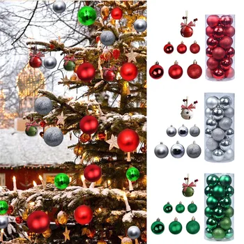 

19pcs Glitter Christmas Tree Ball Ornament Mixed Size 3cm 6cm Baubles Balls Hanging Pendant for Christmas New Year Decorations