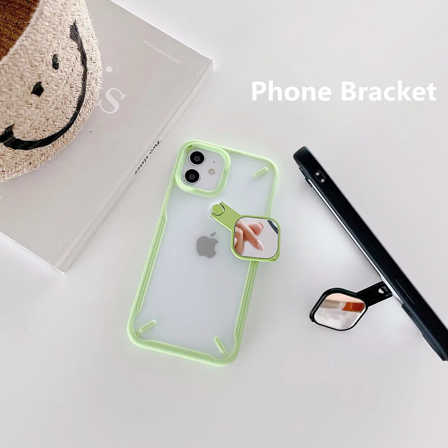 360° Rotate Bracket Selfie Mirror Phone Case For iPhone 11 Pro Max 12 Pro Max 12 Mini XS XR XSMAX 7 8 Plus Lens Protection Cover
