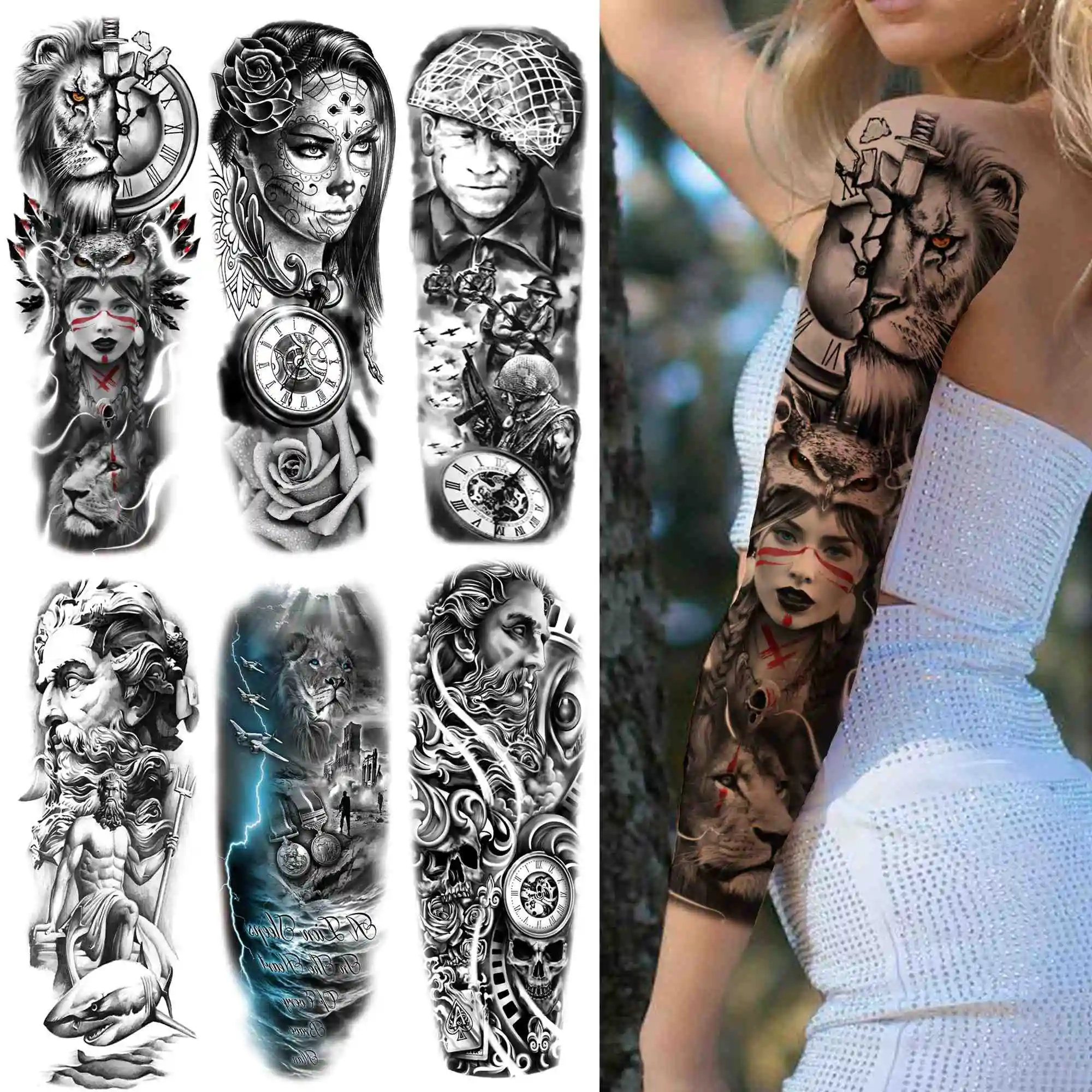 Sexy Tribal Girl Temporary Tattoo For Women Men Soldier God Tattoo ...