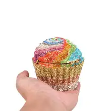 Модные женские разноцветные клатчи с кристаллами кекс, вечерние сумки, Металлические Мини-клатчи, свадебные вечерние сумочки, вечерние сумочки