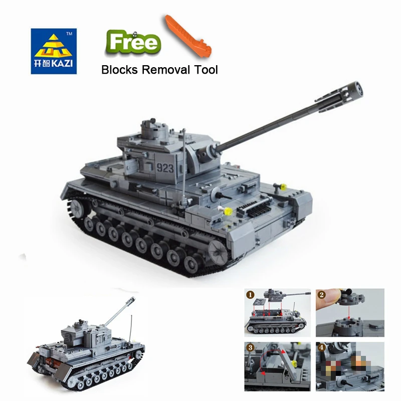 KAZI 82010 1193 большой Panzer IV Танк строительные блоки DIY Кирпичи набор образовательных