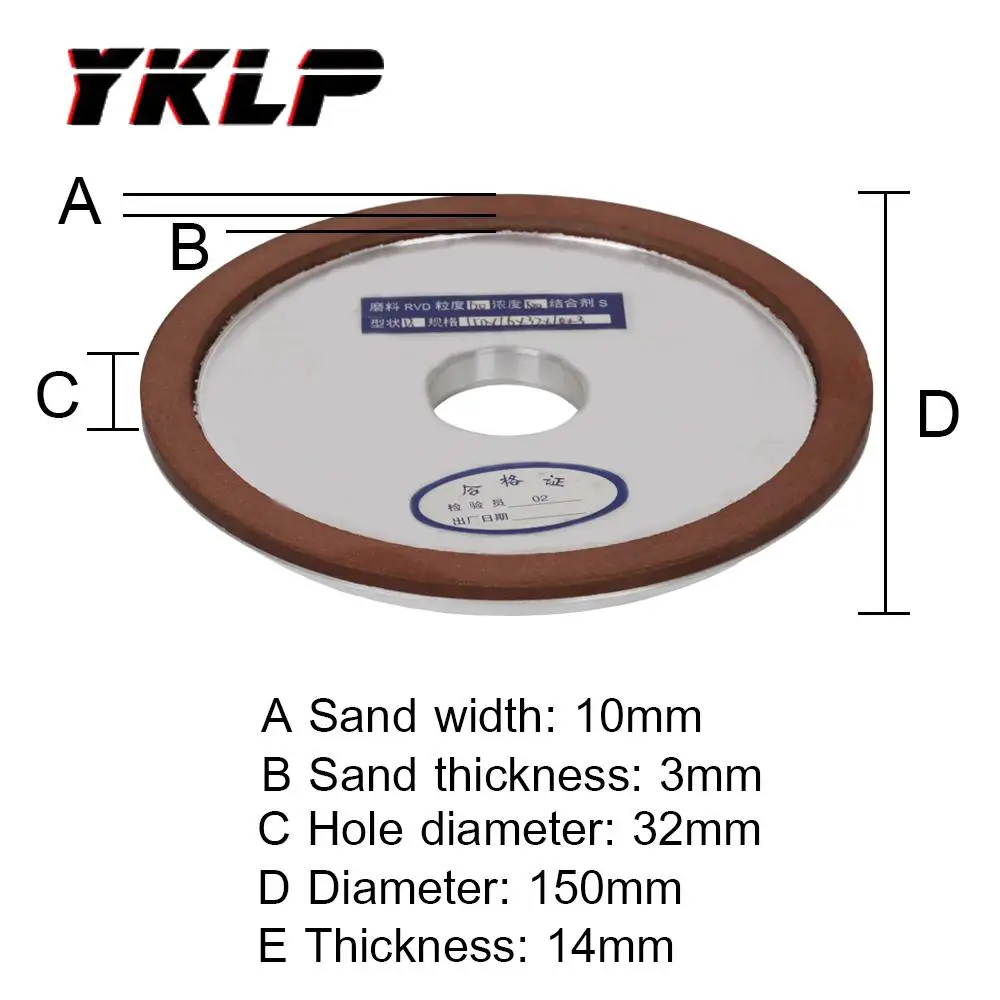 D1 150mm Diamond Grinding Wheel Resin Grinder Cutter for Metalworking Milling Cutter Rotary Abrasive Tool 150/180/240/320#