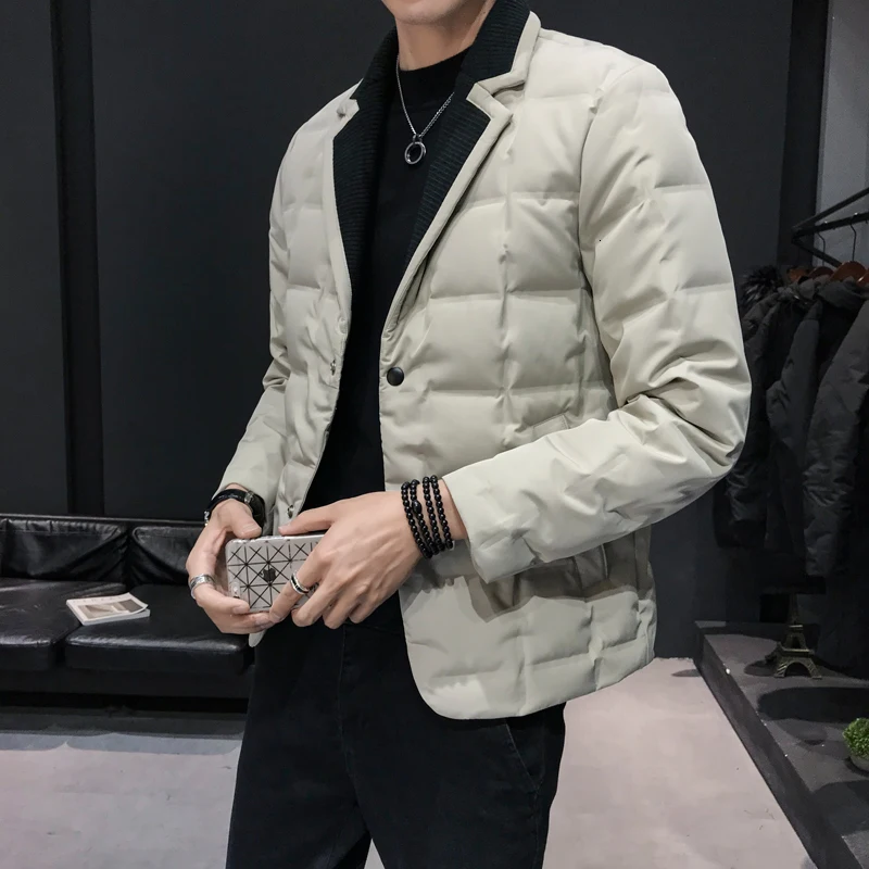 Mantaux Homme, высший сорт,, зимний модный брендовый костюм с воротником, пуховик для мужчин, уличная одежда, пуховое пальто, утиный пух, Теплая мужская одежда - Цвет: creamy white