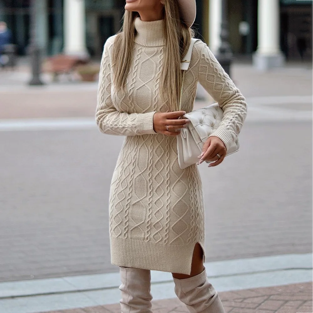 turtleneck knit dress