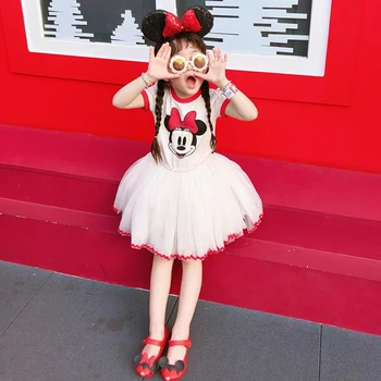 

Summer girls tutu dress Baby princess dress kids party dress Children vacation vestidos minnie mesh 1 to 7 yrs