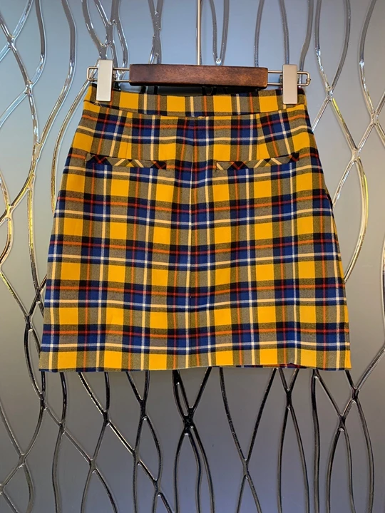 Early Autumn New Female Chequered Patterns Decorated Baitie Short Half-length Skirt 815