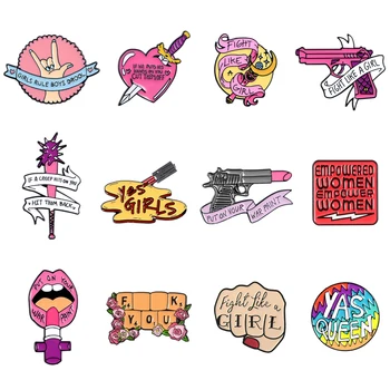 

Fight Like A Girl ! Feminism liberalism Enamel Pins Women Power Feminist Jewlery Backpack Badge Brooches Lapel Pins For Gifts