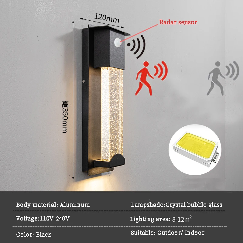 Outdoor waterproof appliqué exterior induction crystal wall light 2 Outdoor waterproof appliqué exterior induction crystal wall light 2