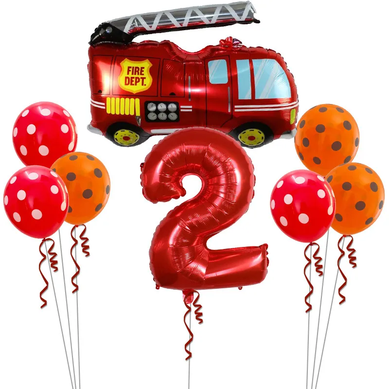 Juego de Globos con número de coche de dibujos animados, Globos de aire de policía de tren, fiesta de cumpleaños de niños, Baby Shower, decoraciones para el hogar, regalo de juguete para niños, 8 piezas