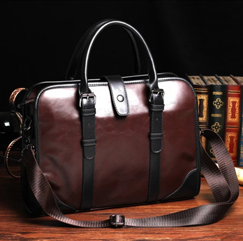 Men's Shoulder Bag Handbag with Laptop Strap for Laptop Vintage Leather Business Briefcase
