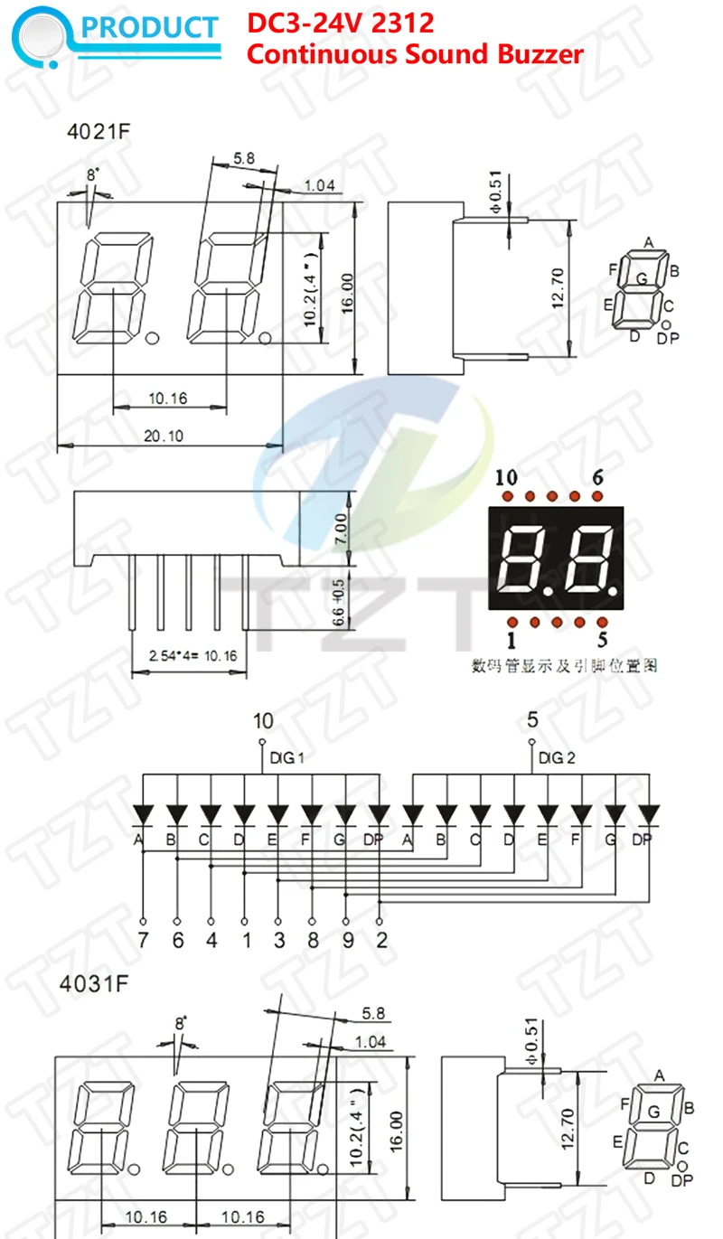 1Bit 2 Bit 3 Bit 4 Bit 0,4 Zoll Digital Tube LED Display Uhr Gemeinsame Anode Kathode 0,4 "7 Segment Led DIY Rote Bord für Ardui – Detail 1