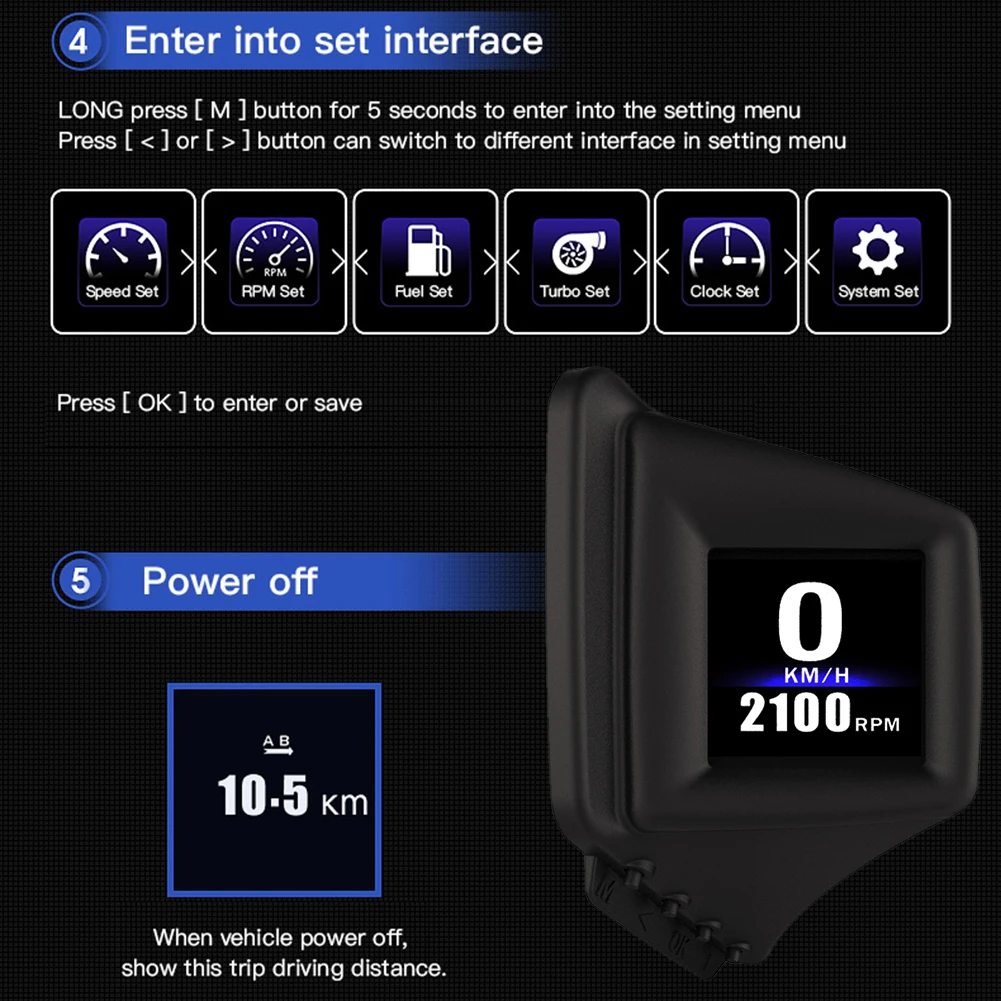 AP-1 Car HUD Head Up Display Digital GPS Speedometer Odometer with Overspeed Alarm