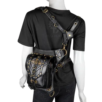 

Women's bag Multifunctional one-shoulder diagonal black skull head PU outdoor close-fitting waist bag