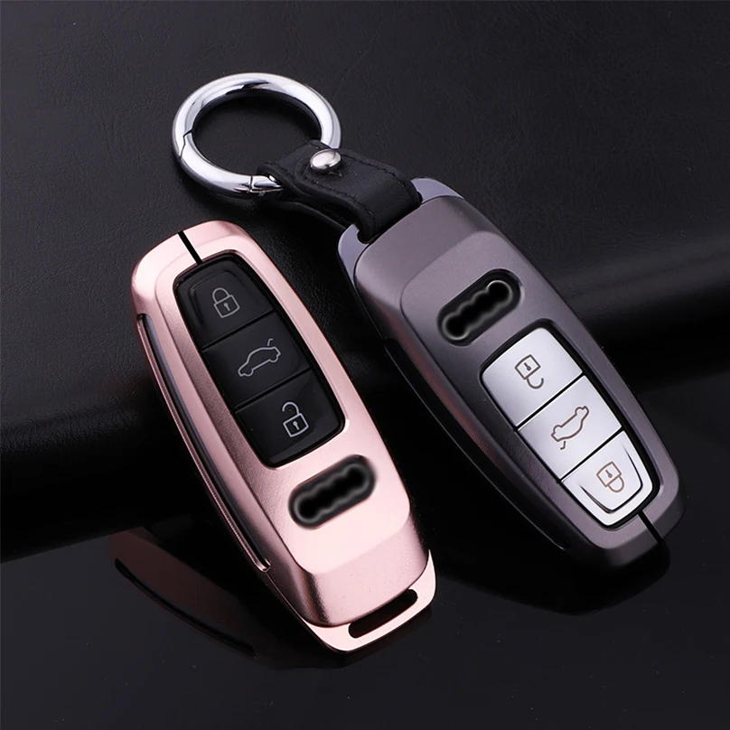 Классический роскошный автомобильный чехол из алюминиевого сплава для Audi A8 Audi A1 A3 A4 A5 A6 A7 A8 Quattro Q3 Q5 Q7 09-15 с брелком