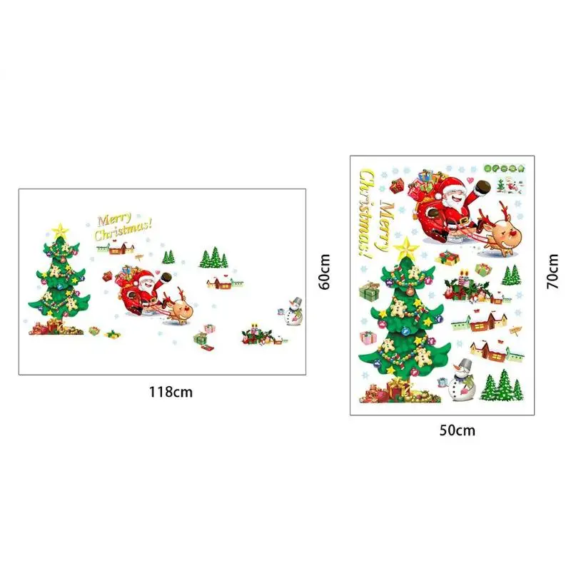 DIY Merry Christmas Wall Sticker Showcase Home Window Glass Sticker Santa Claus Christmas Tree Wall Stickers Natal Navided - Цвет: B