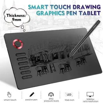 شراءVEIKK A15 PRO 10X6 بوصة لوح رسم قلم الرسم اللوحي للفنانين 8192 مستويات لوح للرسم الرقمي مع زر الدوار