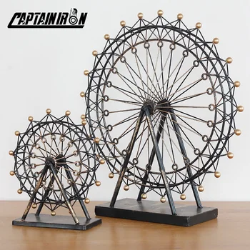 

CAPTAINIRON Retro Ferris Wheel Figurines Miniatures Iron Ferris Wheel Model Metal Crafts Ornament for New Year Nodic Home Decor